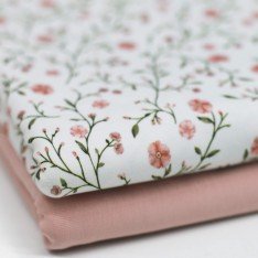Jersey Cotton Fabric Digital Print - Soft Floral Nude Pink