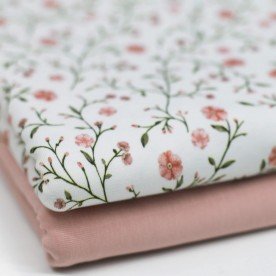 Jersey Cotton Fabric Digital Print - Soft Floral Nude Pink