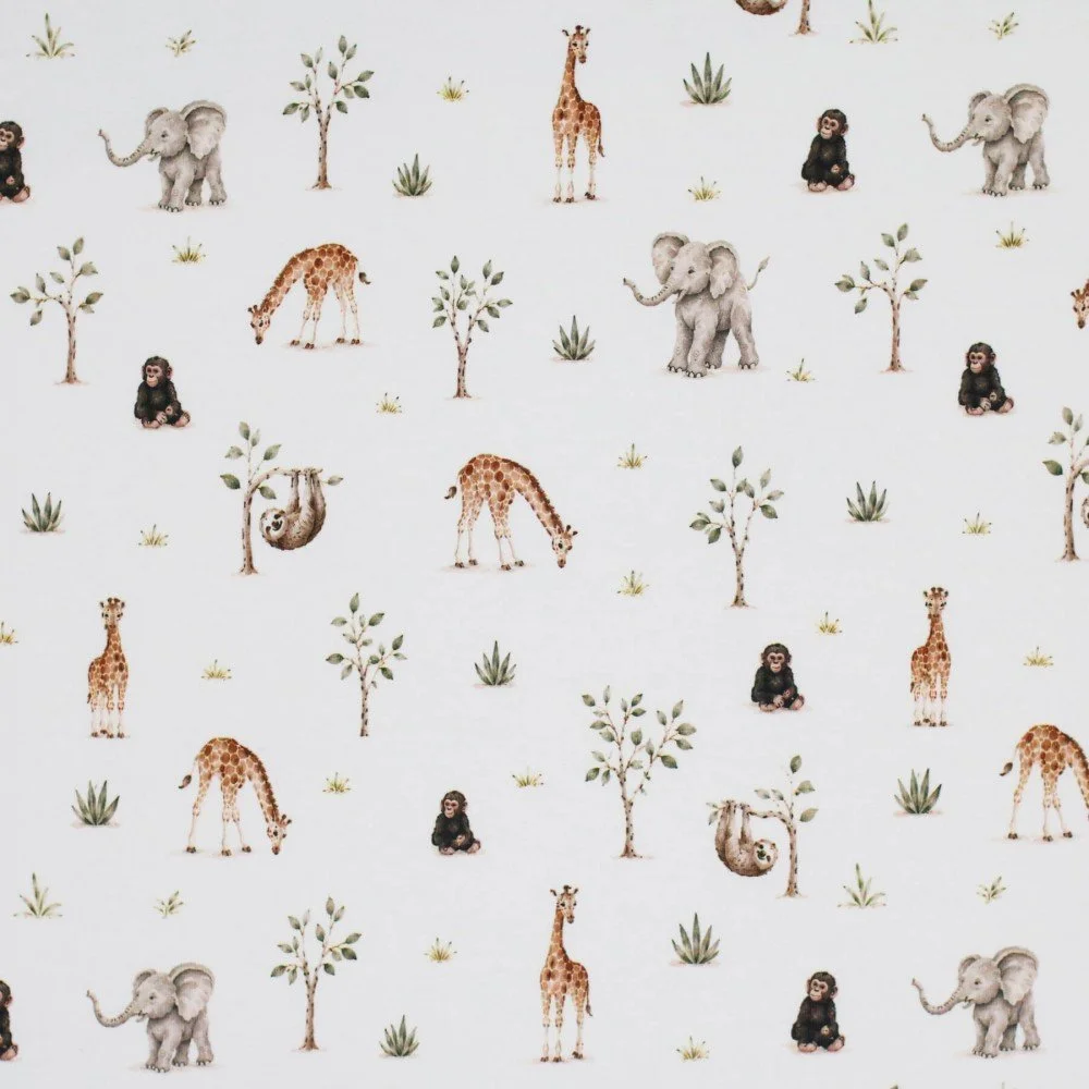 Jersey Katoen Digitale Print - Jungledieren