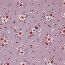 Jersey Cotton Fabric Digital Print - Mauve Flower Bouquet Jersey Cotton Fabric Digital Print - Mauve Flower Bouquet