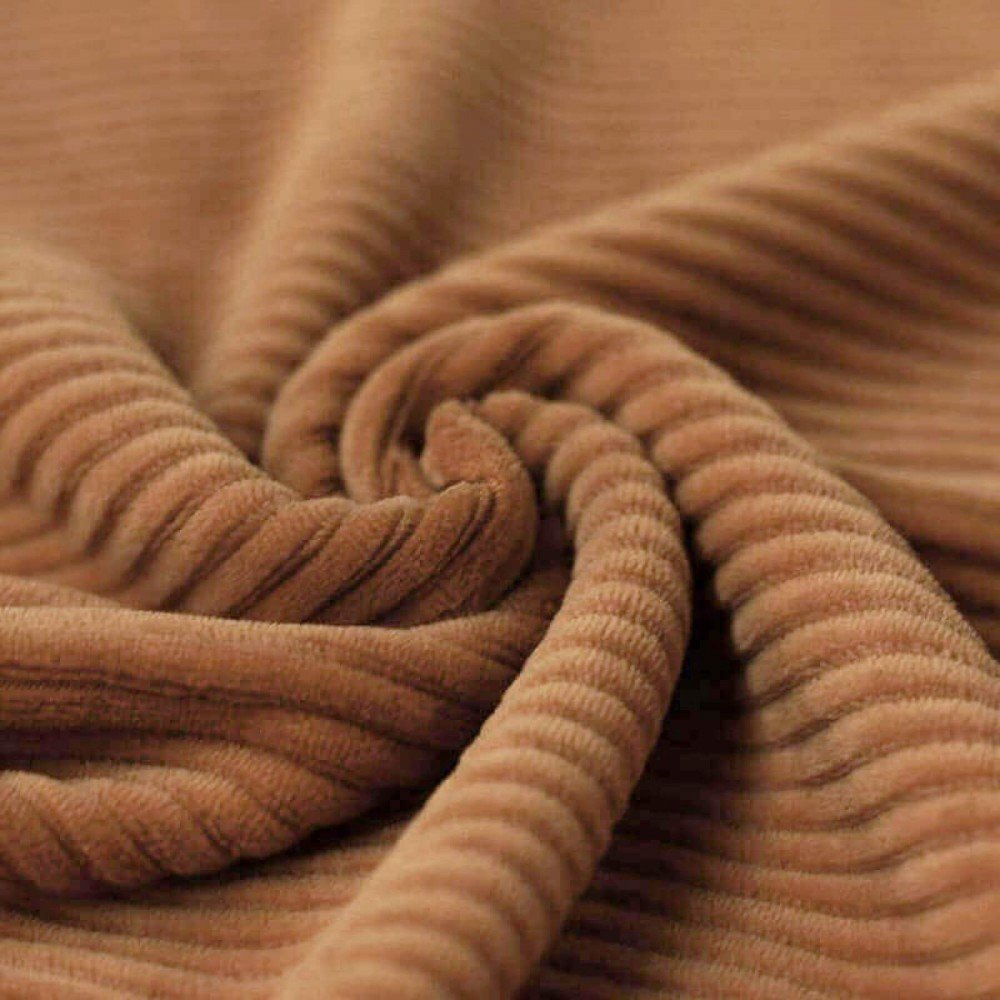 Big Knitted Corduroy Jersey Fabric Cognac