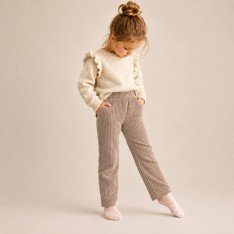 Big Knitted Corduroy Jersey Fabric Dark Beige
