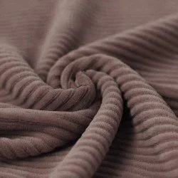 Tissu Jersey Velours à Grosses Cotes Mauve Foncé