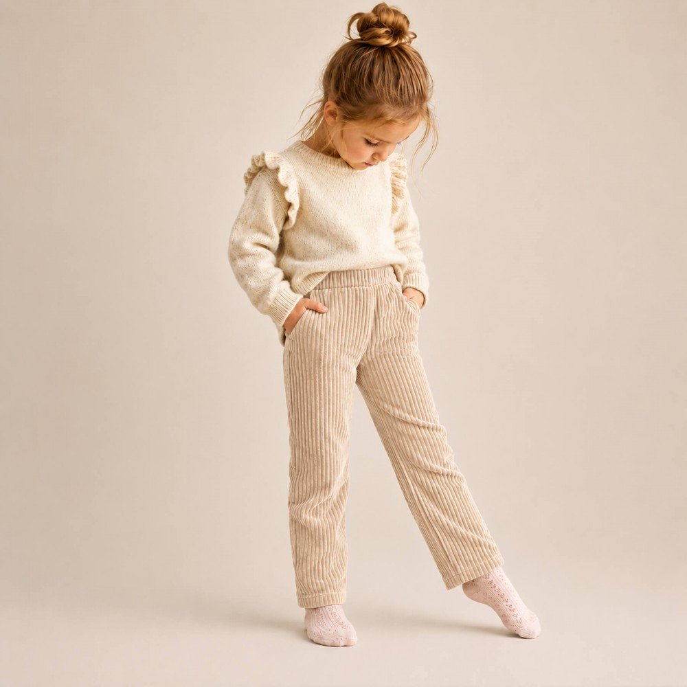 Big Knitted Corduroy Jersey Fabric Light Beige Big Knitted Corduroy Jersey Fabric Light Beige