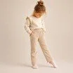 Bredriflet Fløjl Jersey Stof Lys Beige - (Bredriflet Fløjl Jersey Stof)