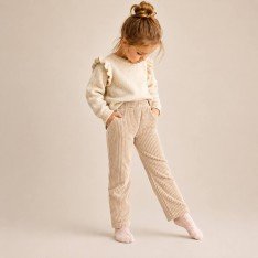Big Knitted Corduroy Jersey Fabric Light Beige
