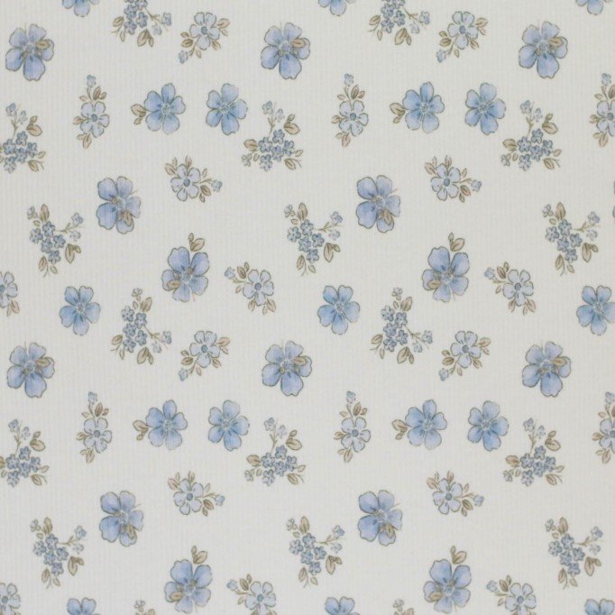 Rib Knit Jersey Fabric - Forget Me Not Flower Rib Knit Jersey Fabric - Forget Me Not Flower - (Jersey Fabrics)