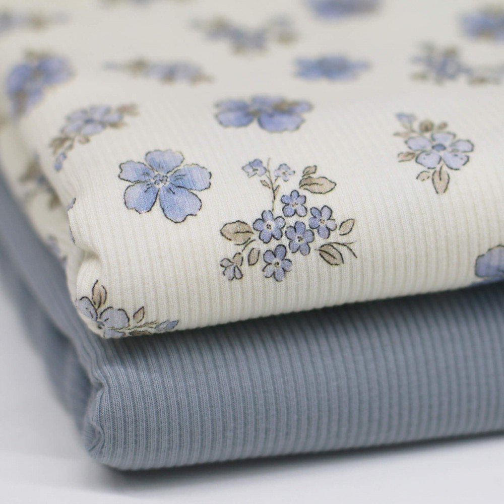 Rib Jersey Strikstof - Glem Mig Ikke Blomst