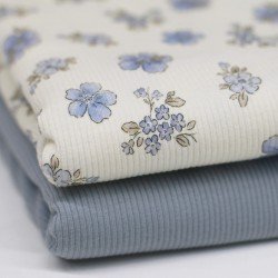 Tissu Maille Tricot Côtelé - Fleur De Myosotis