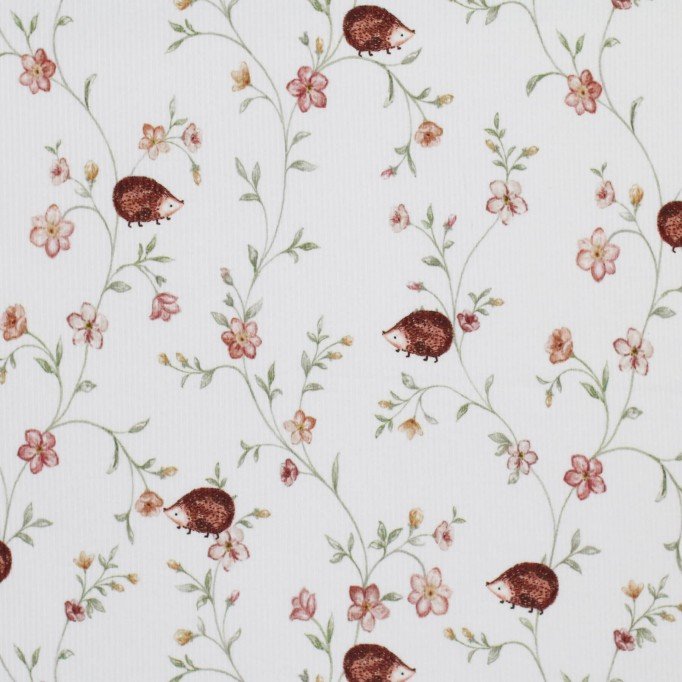 Rib Knit Jersey Fabric - Hedgehog In Garden Rib Knit Jersey Fabric - Hedgehog In Garden - (Jersey Fabrics)