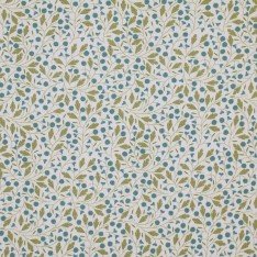 Rib Knit Jersey Fabric - Jeans Blue Flower Plant