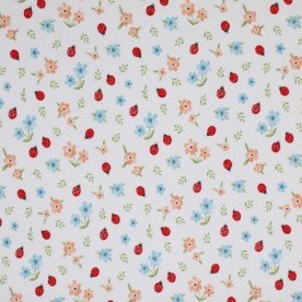 Rib Knit Jersey Fabric - Ladybug