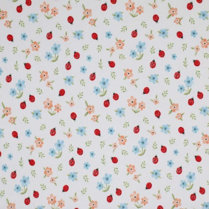 Tessuto Jersey Di Cotone Costine - Coccinella - (Jersey Tessuti)