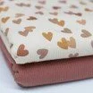 Rib Knit Jersey Fabric - Multicolor Hearts Beige - (Jersey Fabrics)