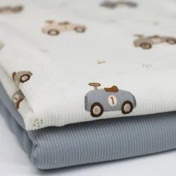 Rib Knit Jersey Fabric - Toy Car Rib Knit Jersey Fabric - Toy Car
