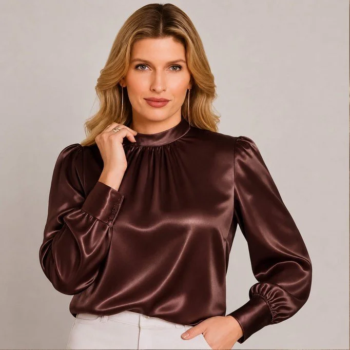 Tessuto Di Raso Stretch Doppia Faccia Marrone Tessuto Di Raso Stretch (Doppia Faccia) Marrone - (Tessuti Moda)