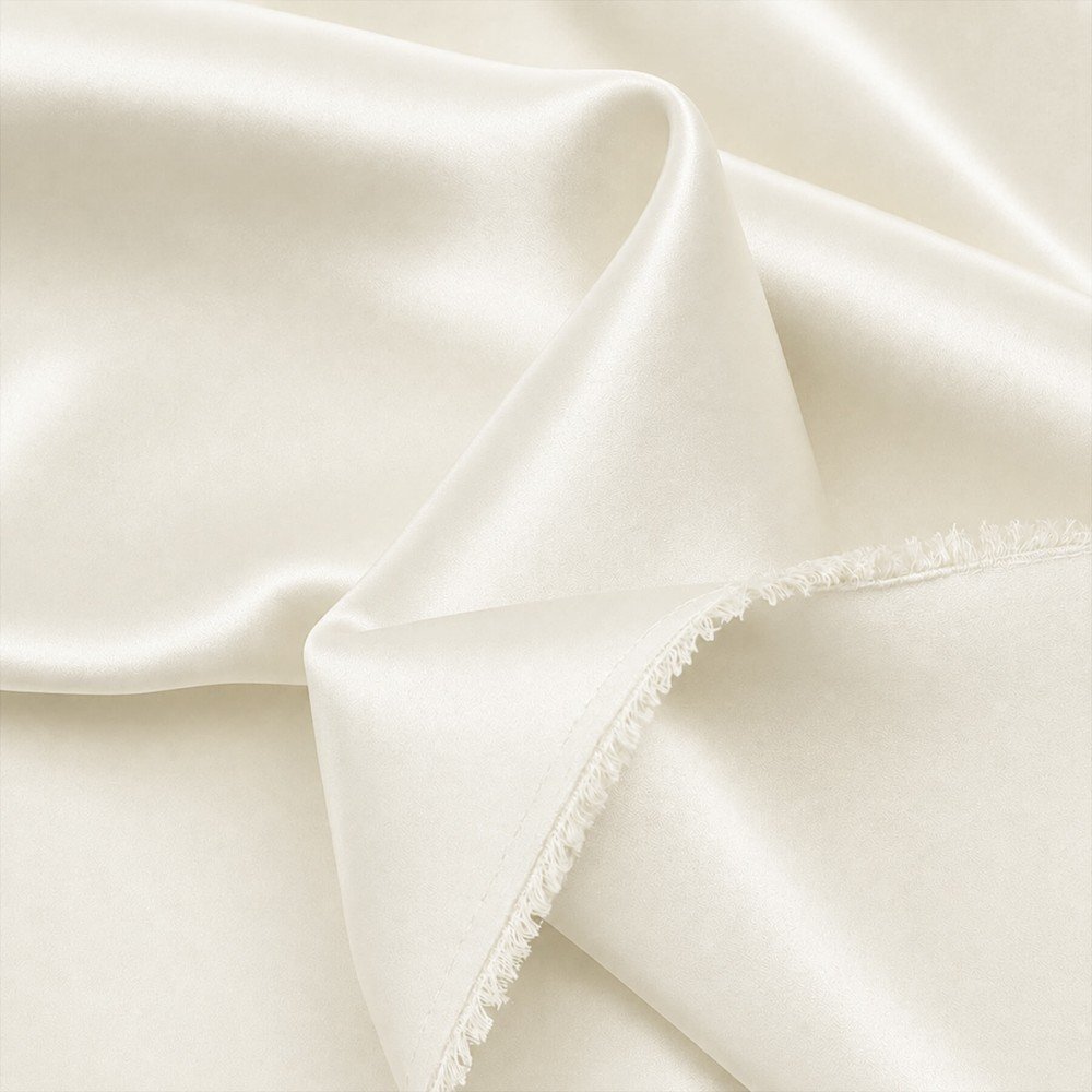 Stretch Satin Stoff (Doppelseitig) Ecru