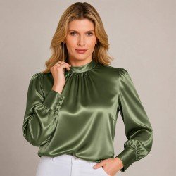 Stretch Satin Stoff (Doppelseitig) Olive