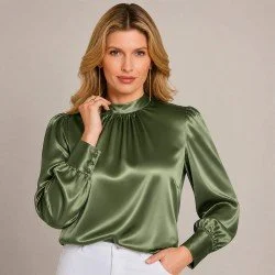 Stretch Satin Fabric (Double-Sided) Olive Stretch Satin Fabric (Double-Sided) Olive