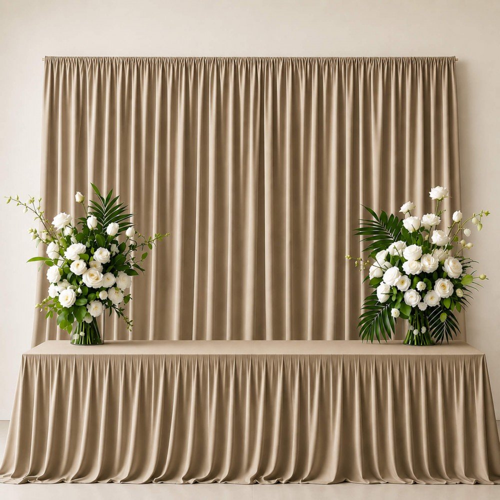 Fire Retardant Burlington Fabric 280cm Wide (Certificate B1) Dark Beige Fire Retardant Burlington Fabric 280cm Wide (Certificate B1) Dark Beige