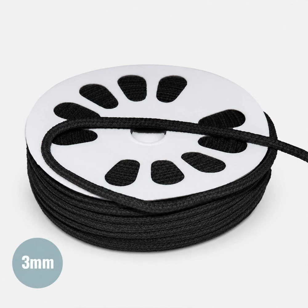 Baumwollkordel Schwarz 3mm (Meterware) Baumwollkordel Schwarz 3mm (Meterware)