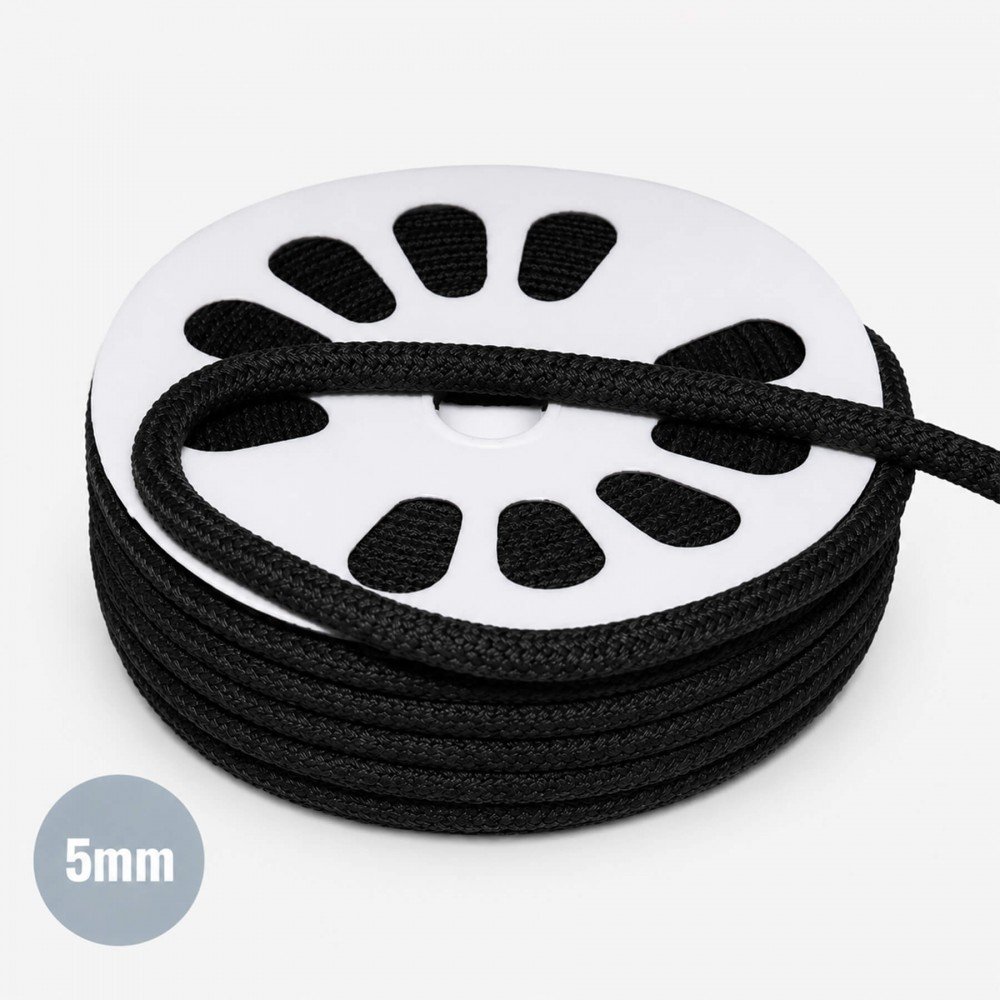 Anoraksnor Bomuld Sort 5mm (Metermål)
