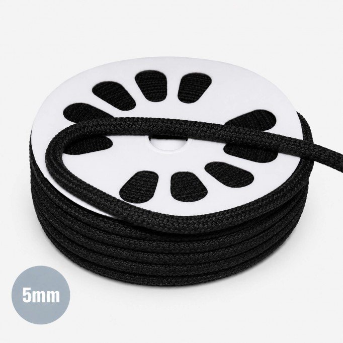 Katoenen Koord Zwart 5mm (Per Meter) - (Koord (Fournituren))