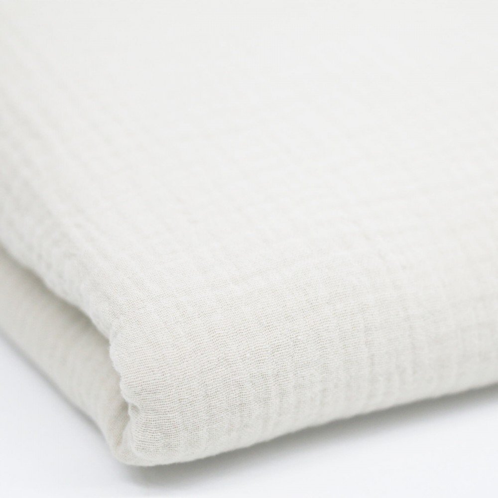 Tissu Double Gaze De Coton Coupon De 2 Mètres Écru Tissu Double Gaze De Coton Coupon De 2 Mètres Écru