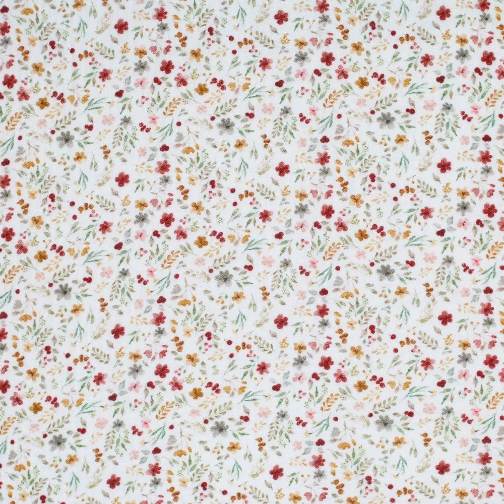 Double Gauze Fabric Digital Print - Flower Collage Ecru Double Gauze Fabric Digital Print - Flower Collage Ecru