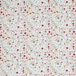 Tissu Double Gaze Impression Numérique - Collage De Fleurs Écru