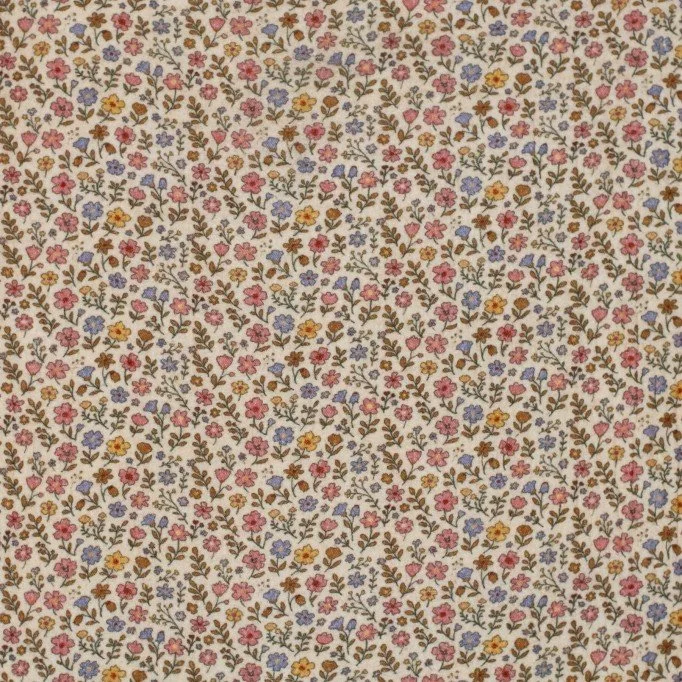 Tessuto Doppia Garza Stampa Digitale - Fiore Retrò - (Tessuti Bambini)
