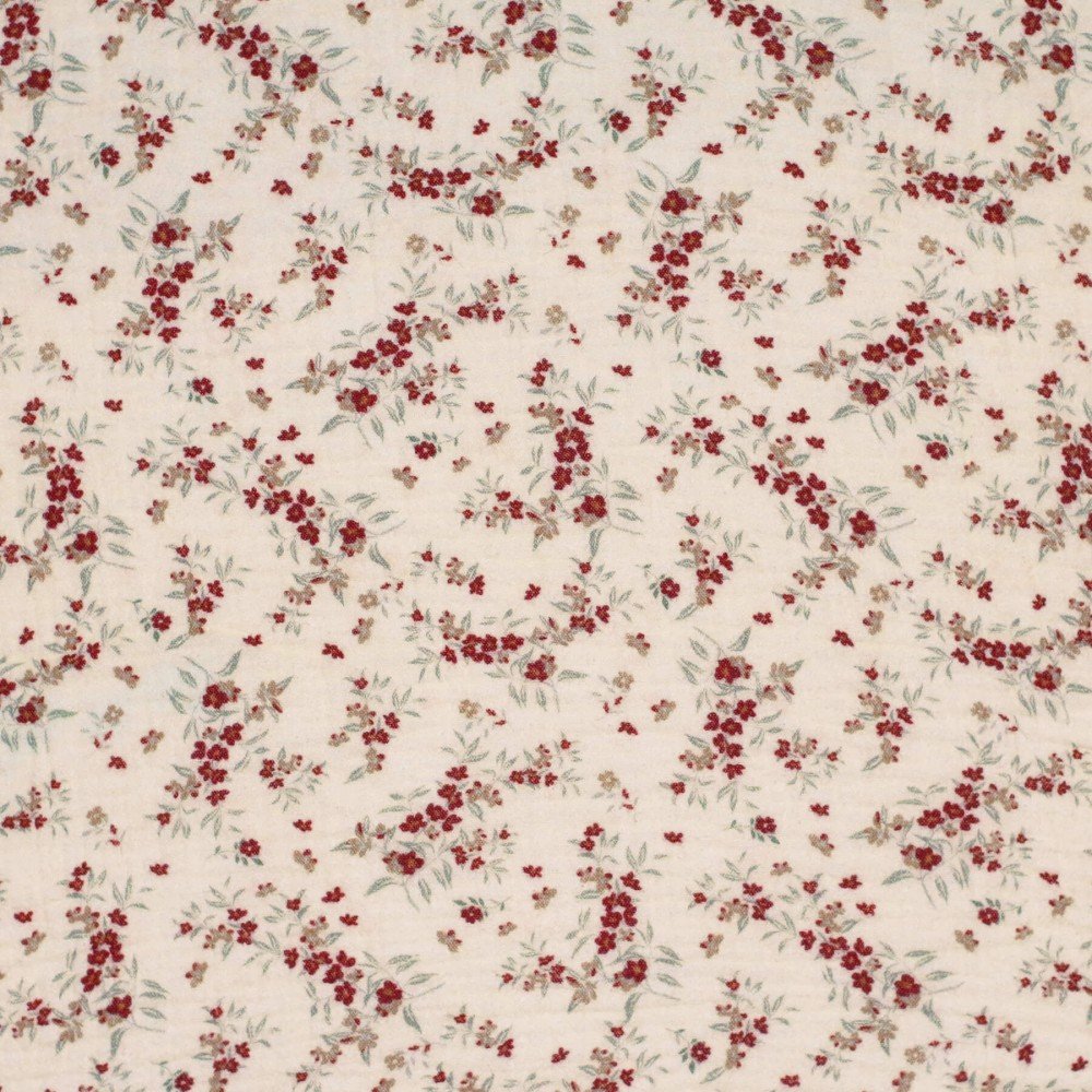 Baby Musselin Stof Digital Print - Rosmarinkvist Beige
