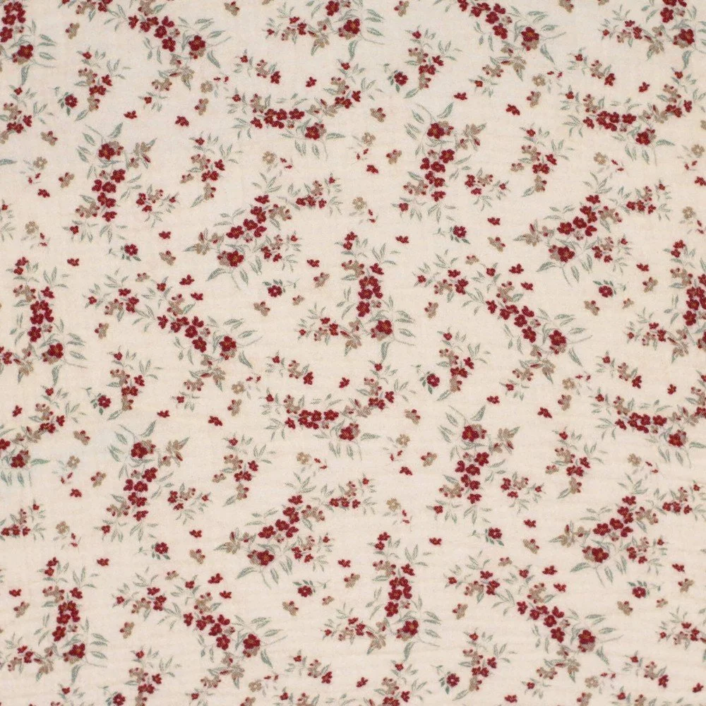 Double Gauze Fabric Digital Print - Rosemary Twig Beige Double Gauze Fabric Digital Print - Rosemary Twig Beige