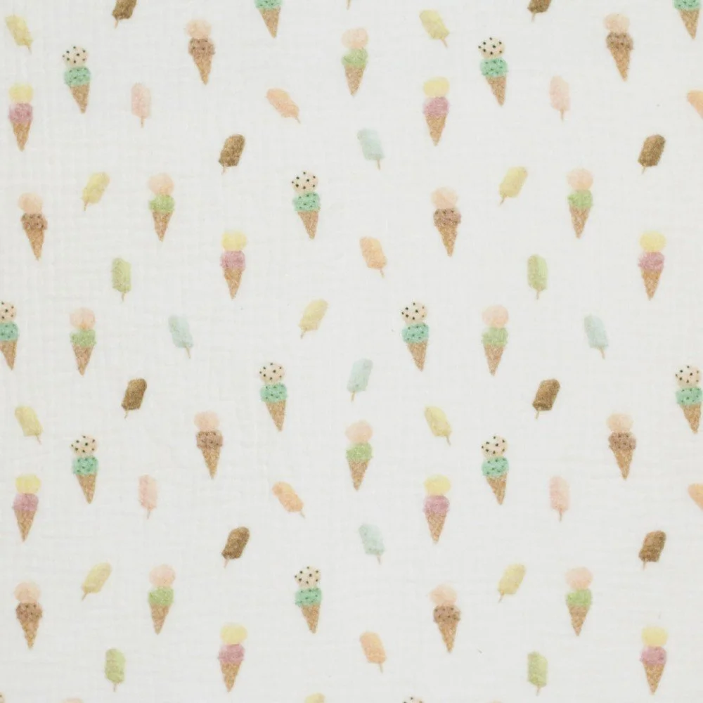 Double Gauze Fabric Digital Print - Summer Ice Cream Double Gauze Fabric Digital Print - Summer Ice Cream