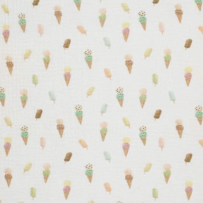 Double Gauze Fabric Digital Print - Summer Ice Cream Double Gauze Fabric Digital Print - Summer Ice Cream - (Child Fabrics)