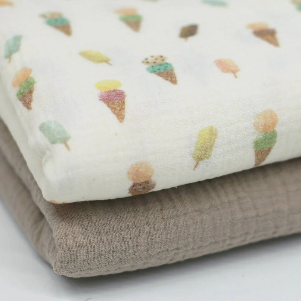 Double Gauze Fabric Digital Print - Summer Ice Cream Double Gauze Fabric Digital Print - Summer Ice Cream