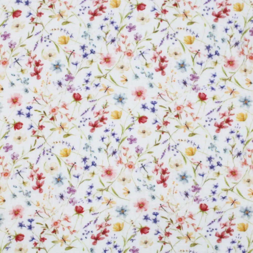 Double Gauze Fabric Digital Print - Wildflowers Double Gauze Fabric Digital Print - Wildflowers
