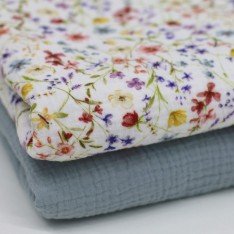 Double Gauze Fabric Digital Print - Wildflowers Double Gauze Fabric Digital Print - Wildflowers