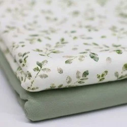 Jersey Di Cotone Stampa Digitale - Fogliame Verde Polveroso Jersey Di Cotone Stampa Digitale - Fogliame Verde Polveroso