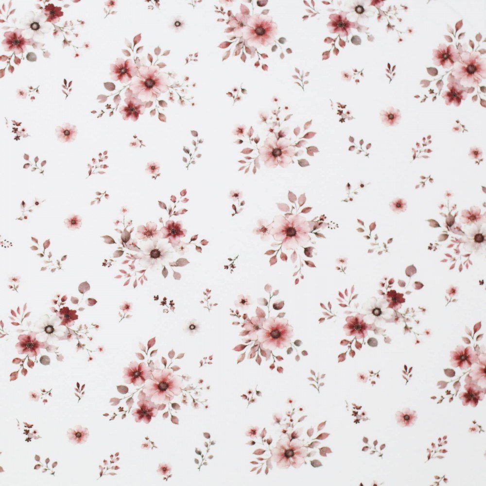 Bomuldjersey Digital Print - Mauve Blomsterbuket