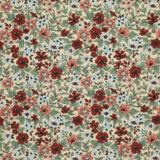 Jersey Di Cotone Stampa Digitale - Vintage Floreale Marrone Jersey Di Cotone Stampa Digitale - Vintage Floreale Marrone
