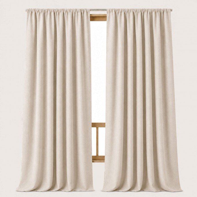 Linnen Stof (280cm Breed) Licht Beige - (Linnen Stof Enzymwashed)