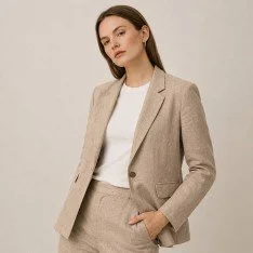Linnen Stof (Enzymwashed) Donker Beige