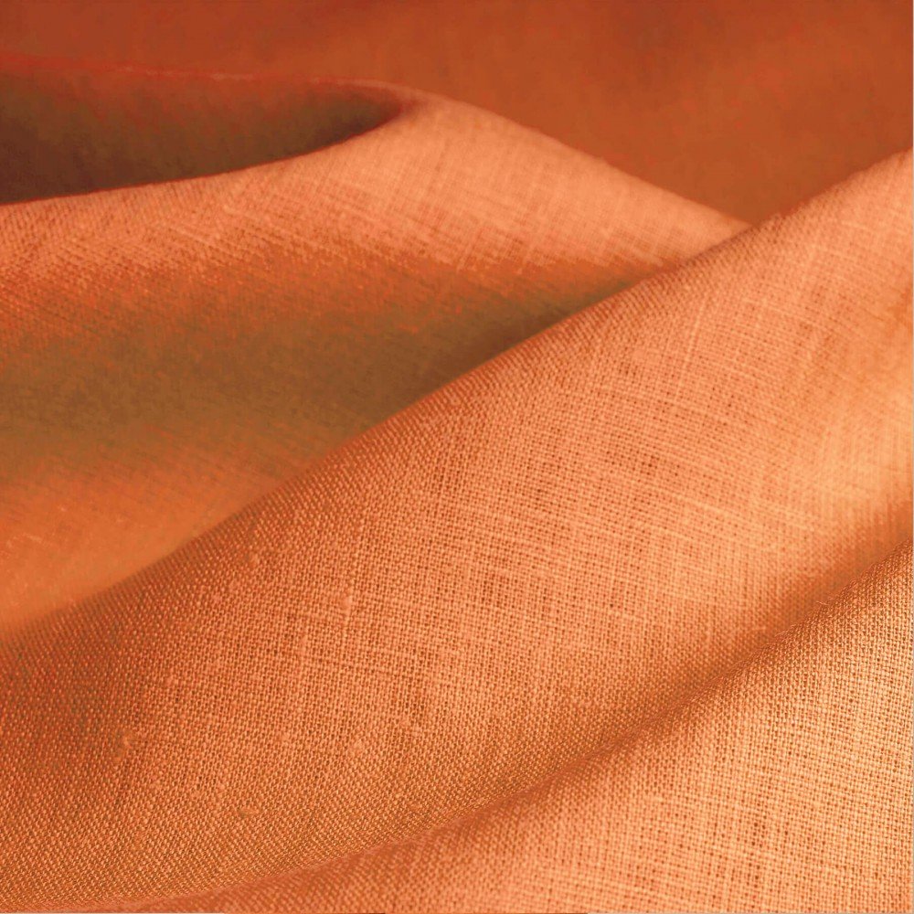 Linen Fabric (Enzymwashed) Dusty Orange