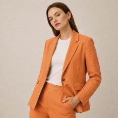 Linen Fabric (Enzymwashed) Dusty Orange