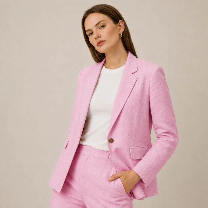Tessuto Lino (Enzymwashed) Rosa - (Tessuto Di Lino Enzyme Washed )
