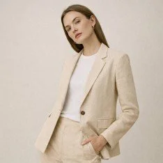 Linnen Stof (Enzymwashed) Zand Beige