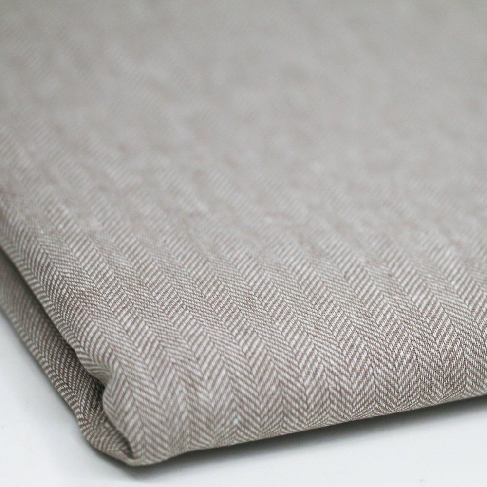 Linen Herringbone Fabric 2 Meter Coupon Taupe Linen Herringbone Fabric 2 Meter Coupon Taupe