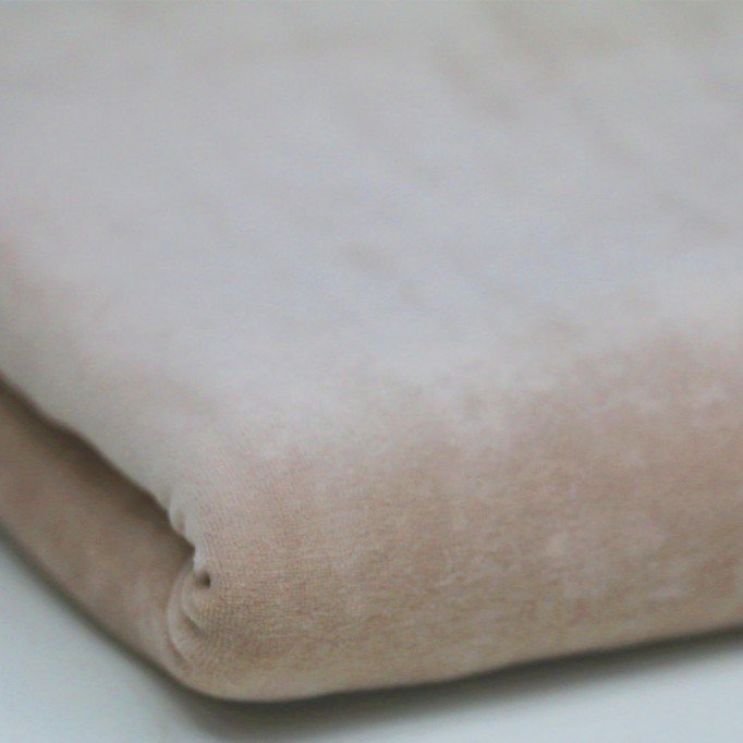 Nicki Velour Stoff 2 Meter Reststücke Dunkel Beige - (Stoffe Günstig)