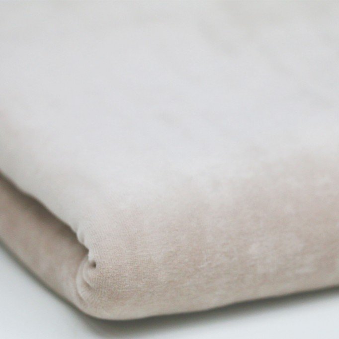 Nicki Velour Stoff 2 Meter Reststücke Hellbeige - (Stoffe Günstig)